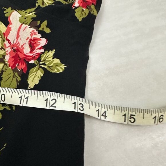 Nicole Miller Black Silk Romantic Floral Rose Flutter Sleeve Cocktail Date Dress - Picture 7 of 10